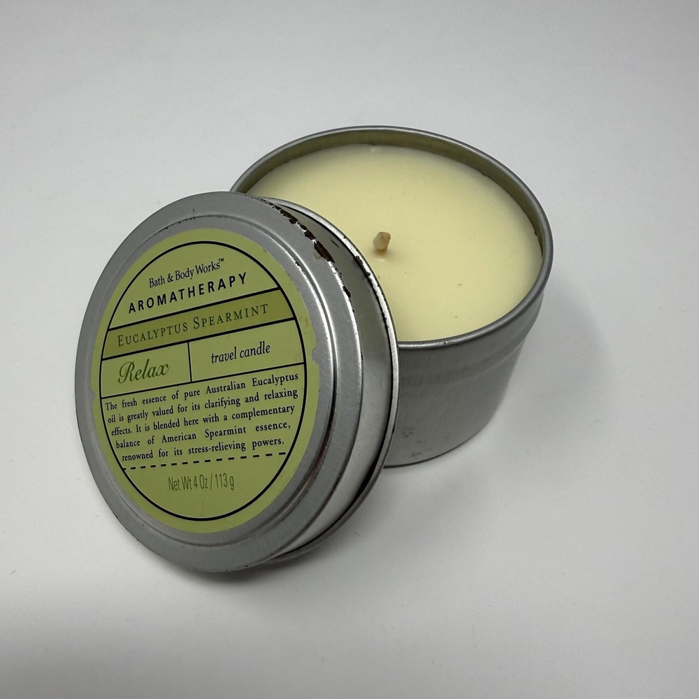 Vintage Bath And Body Works Eucalyptus Spearmint Candle travel‎ tin